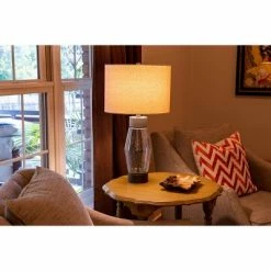 26.25" Glass and Metal Cadance Convex Table Lamp (Includes LED Light Bulb) Bronze - Decor Therapy -Desk Lamps sales shop unnamed file 2461