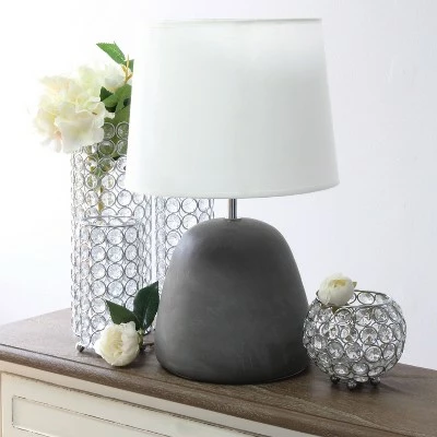 Round Concrete Table Lamp with Shade White - Simple Designs 2 Round Concrete Table Lamp with Shade White - Simple Designs - Image 2