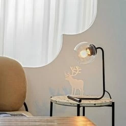 15" Livia Table Lamp with Glass Shade Matte Black - Globe Electric