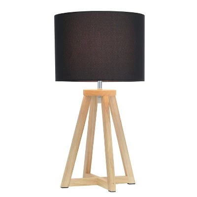Wood Interlocked Triangular Table Lamp with Fabric Shade Natural - Simple Designs 1 Wood Interlocked Triangular Table Lamp with Fabric Shade Natural - Simple Designs