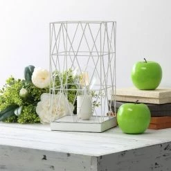 Metal Geometric Square Table Lamp White - Simple Designs -Desk Lamps sales shop unnamed file 2548