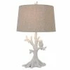 27.5" Textured Resin Owl Table Lamp Satin White - Decor Therapy