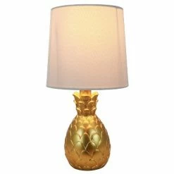 13" Geraldine Pineapple Table Lamp Gold - Decor Therapy