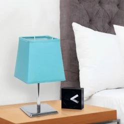 Mini Table Lamp with Squared Empire Fabric Shade Blue - Simple Designs -Desk Lamps sales shop unnamed file 2635