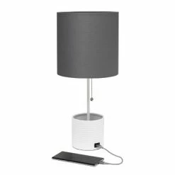 Hammered Metal Organizer Table Lamp with USB Charging Port and Fabric Shade White/Gray - Simple Designs 14 Hammered Metal Organizer Table Lamp with USB Charging Port and Fabric Shade White/Gray - Simple Designs -Desk Lamps sales shop unnamed file 2648