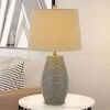 25" Ticino Ceramic Table Lamps with Taper Drum Hardback Shade Earth Tone - Cal Lighting