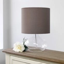 Clear Glass Raindrop Table Lamp with Fabric Shade Gray - Simple Designs -Desk Lamps sales shop unnamed file 2673