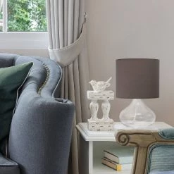 Clear Glass Raindrop Table Lamp with Fabric Shade Gray - Simple Designs -Desk Lamps sales shop unnamed file 2674