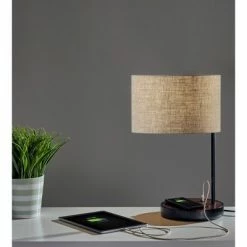 19.5" Oliver Charge Table Lamp Black - Adesso -Desk Lamps sales shop unnamed file 2684