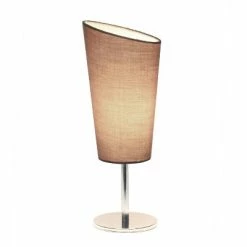 Mini Chrome Table Lamp with Angled Fabric Shade Gray - Simple Designs