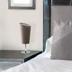 Mini Chrome Table Lamp with Angled Fabric Shade Gray - Simple Designs -Desk Lamps sales shop unnamed file 2688