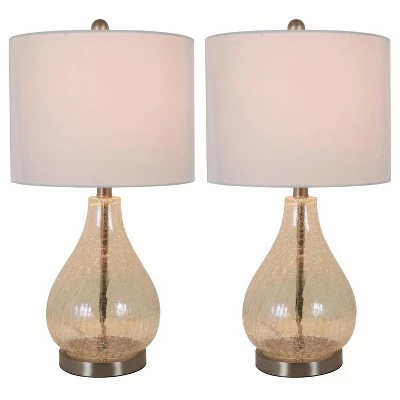 22.5" Set of 2 Crackled Teardrop Table Lamp Iridescent Gold - Decor Therapy 1 22.5" Set of 2 Crackled Teardrop Table Lamp Iridescent Gold - Decor Therapy