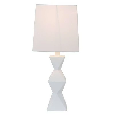 20.5" Knox Stacked Diamond Tale Lamp Satin White - Decor Therapy 1 20.5" Knox Stacked Diamond Tale Lamp Satin White - Decor Therapy