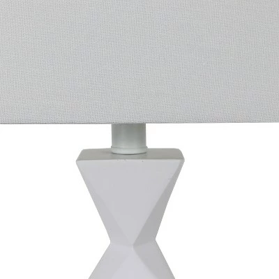20.5" Knox Stacked Diamond Tale Lamp Satin White - Decor Therapy 2 20.5" Knox Stacked Diamond Tale Lamp Satin White - Decor Therapy - Image 2