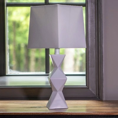 20.5" Knox Stacked Diamond Tale Lamp Satin White - Decor Therapy 5 20.5" Knox Stacked Diamond Tale Lamp Satin White - Decor Therapy - Image 5