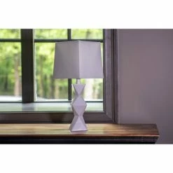 20.5" Knox Stacked Diamond Tale Lamp Satin White - Decor Therapy 14 20.5" Knox Stacked Diamond Tale Lamp Satin White - Decor Therapy -Desk Lamps sales shop unnamed file 2718