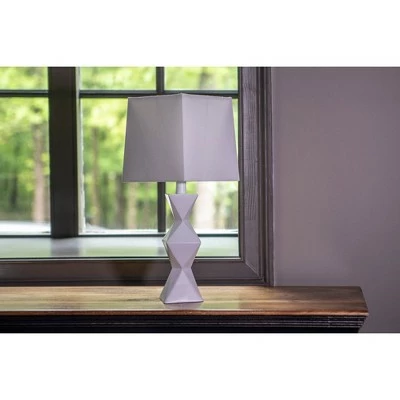 20.5" Knox Stacked Diamond Tale Lamp Satin White - Decor Therapy 7 20.5" Knox Stacked Diamond Tale Lamp Satin White - Decor Therapy - Image 7