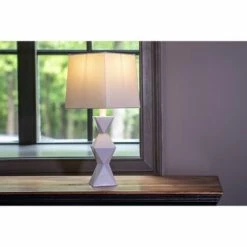 20.5" Knox Stacked Diamond Tale Lamp Satin White - Decor Therapy 15 20.5" Knox Stacked Diamond Tale Lamp Satin White - Decor Therapy -Desk Lamps sales shop unnamed file 2719