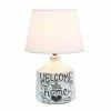 Welcome Home Rustic Ceramic Foyer Entryway Accent Table Lamp with Fabric Shade White - Simple Designs