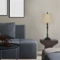 31" 3-way Madison Oil Rubbed Metal Twin Pull Table Lamp Bronze - Cal Lighting