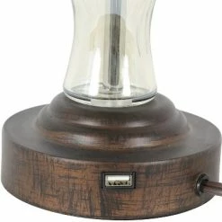 17" Set of 2 Brady Table Lamp with USB Ports Bronze Glass - Decor Therapy -Desk Lamps sales shop unnamed file 2801