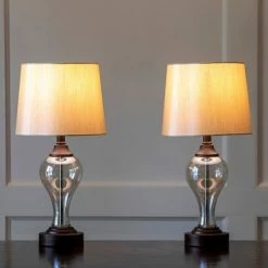 17" Set of 2 Brady Table Lamp with USB Ports Bronze Glass - Decor Therapy -Desk Lamps sales shop unnamed file 2804