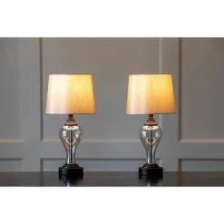17" Set of 2 Brady Table Lamp with USB Ports Bronze Glass - Decor Therapy -Desk Lamps sales shop unnamed file 2806