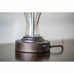 17" Set of 2 Brady Table Lamp with USB Ports Bronze Glass - Decor Therapy -Desk Lamps sales shop unnamed file 2808