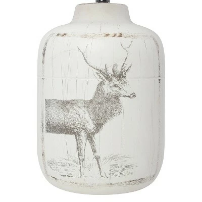 Rustic Deer Buck Nature Printed Ceramic Accent Table Lamp with Fabric Shade White - Simple Designs 4 Rustic Deer Buck Nature Printed Ceramic Accent Table Lamp with Fabric Shade White - Simple Designs - Image 4