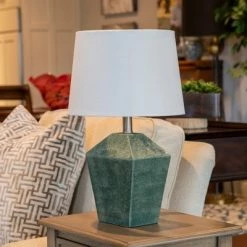 19.5" Carrol Geometric Table Lamp (Includes LED Light Bulb) Soft Turquoise - Decor Therapy -Desk Lamps sales shop unnamed file 2856