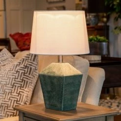 19.5" Carrol Geometric Table Lamp (Includes LED Light Bulb) Soft Turquoise - Decor Therapy -Desk Lamps sales shop unnamed file 2857