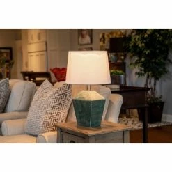 19.5" Carrol Geometric Table Lamp (Includes LED Light Bulb) Soft Turquoise - Decor Therapy -Desk Lamps sales shop unnamed file 2859