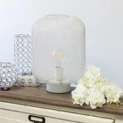 Metal Mesh Industrial Table Lamp White - Simple Designs 12 Metal Mesh Industrial Table Lamp White - Simple Designs -Desk Lamps sales shop unnamed file 2863