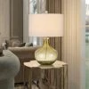 23" Logan Glass Table Lamp with Drum Hardback Fabric Shade Amber - Cal Lighting