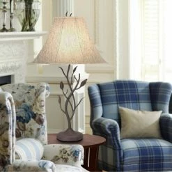 33" Metal Hand Forged Table Lamp Black - Cal Lighting