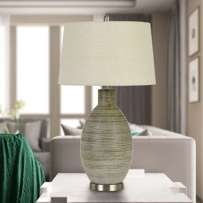 30" Pomezia Ceramic Table Lamp with Hardback Fabric Shade Pottery - Cal Lighting 1 30" Pomezia Ceramic Table Lamp with Hardback Fabric Shade Pottery - Cal Lighting