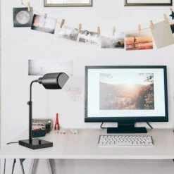 18" Adjustable Height Lucca Table Lamp Matte Black - Globe Electric -Desk Lamps sales shop unnamed file 2970