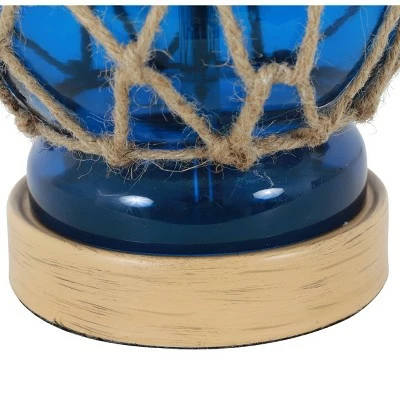 19" Justin Coastal Rope Table Lamp Indigo Glass & Natural Rope - Decor Therapy 4 19" Justin Coastal Rope Table Lamp Indigo Glass & Natural Rope - Decor Therapy - Image 4