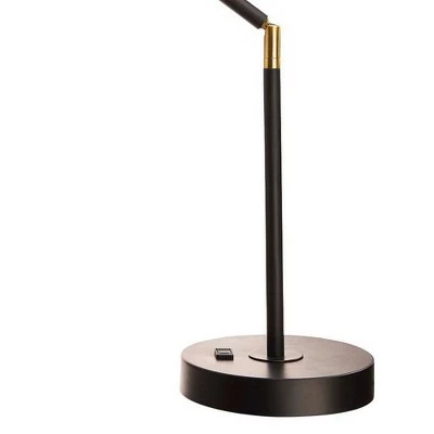 20.75" Adjustable Metal Desk Lamp with Accents Black - Cresswell Lighting 2 20.75" Adjustable Metal Desk Lamp with Accents Black - Cresswell Lighting - Image 2