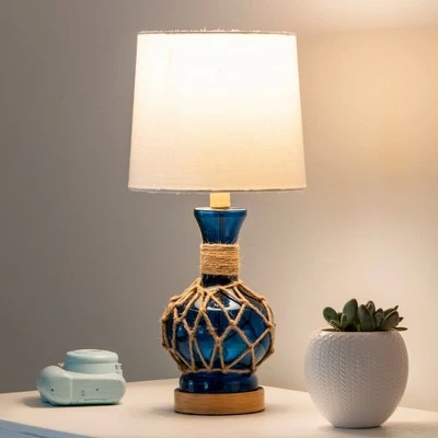 19" Justin Coastal Rope Table Lamp Indigo Glass & Natural Rope - Decor Therapy 8 19" Justin Coastal Rope Table Lamp Indigo Glass & Natural Rope - Decor Therapy - Image 8