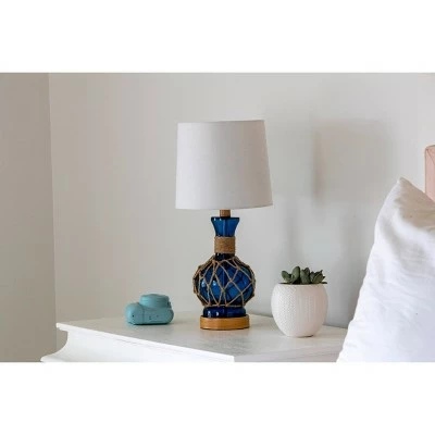 19" Justin Coastal Rope Table Lamp Indigo Glass & Natural Rope - Decor Therapy 9 19" Justin Coastal Rope Table Lamp Indigo Glass & Natural Rope - Decor Therapy - Image 9