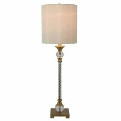 30" x 9" Steel and Acrylic Camilla Twist Buffet Table Lamp Brushed Brass - Decor Therapy