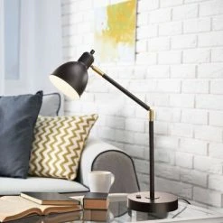 20.75" Adjustable Metal Desk Lamp with Accents Black - Cresswell Lighting 12 20.75" Adjustable Metal Desk Lamp with Accents Black - Cresswell Lighting -Desk Lamps sales shop unnamed file 304