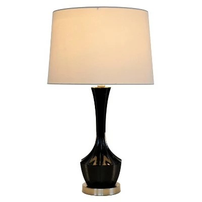 Glass Table Lamp Set with Brushed Steel Black - Decor Therapy 1 Glass Table Lamp Set with Brushed Steel Black - Decor Therapy