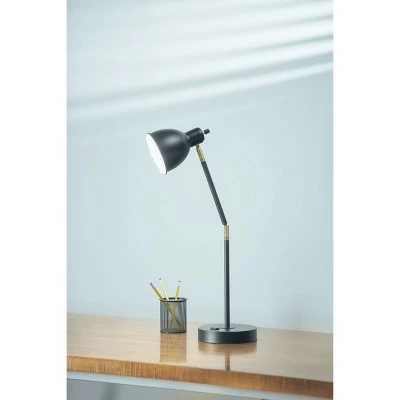 20.75" Adjustable Metal Desk Lamp with Accents Black - Cresswell Lighting 6 20.75" Adjustable Metal Desk Lamp with Accents Black - Cresswell Lighting - Image 6