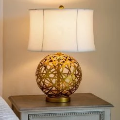 21" Strapped Steel Ball Table Lamp Antique Gold - Decor Therapy -Desk Lamps sales shop unnamed file 3058