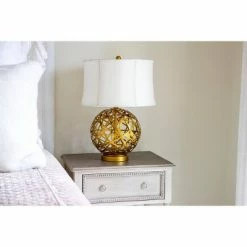 21" Strapped Steel Ball Table Lamp Antique Gold - Decor Therapy -Desk Lamps sales shop unnamed file 3059