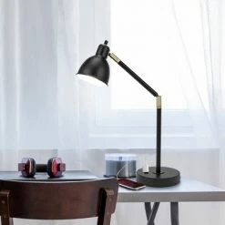 20.75" Adjustable Metal Desk Lamp with Accents Black - Cresswell Lighting 14 20.75" Adjustable Metal Desk Lamp with Accents Black - Cresswell Lighting -Desk Lamps sales shop unnamed file 306