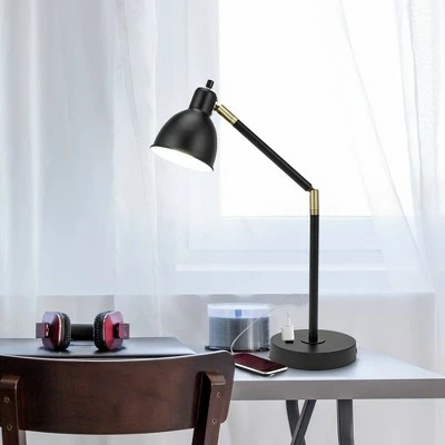 20.75" Adjustable Metal Desk Lamp with Accents Black - Cresswell Lighting 7 20.75" Adjustable Metal Desk Lamp with Accents Black - Cresswell Lighting - Image 7