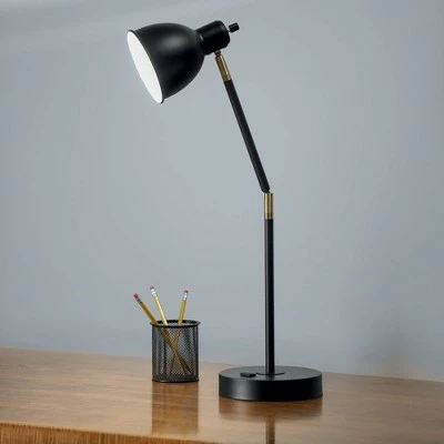 20.75" Adjustable Metal Desk Lamp with Accents Black - Cresswell Lighting 8 20.75" Adjustable Metal Desk Lamp with Accents Black - Cresswell Lighting - Image 8